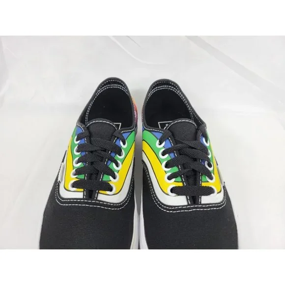 Vans Authentic Striped Shoes Sneakers Size Womens 8.5 Youth 7Y Black 500714 - Picture 8 of 11